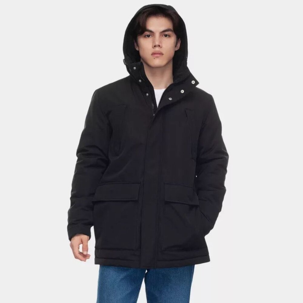 Rokka&Rolla Men's Parka Jacket Winter Coat with Fleece Hood